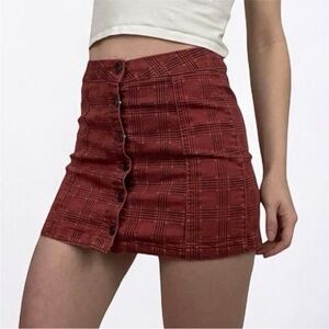 Sky and Sparrow Crimson Checkered Mini Skirt